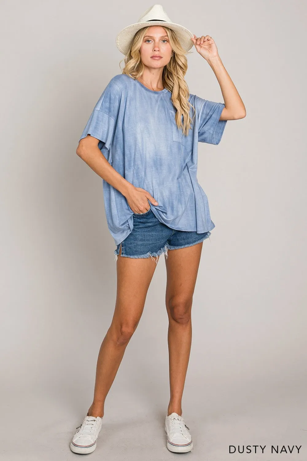 DUSTY NAVY  TIE DYE TOP
