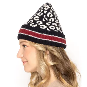 Empire Cove Winter Knit Leopard Striped Beanie