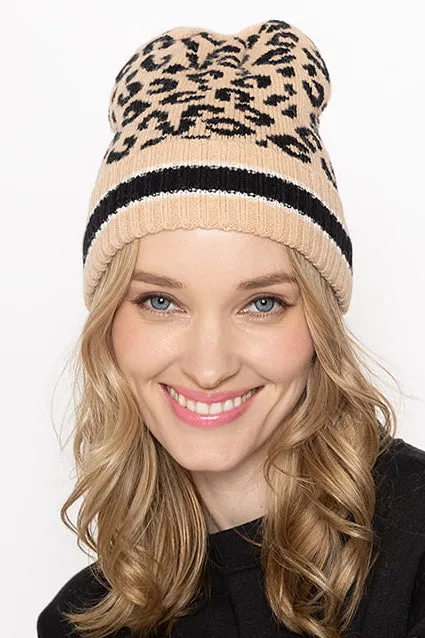 Empire Cove Winter Knit Leopard Striped Beanie
