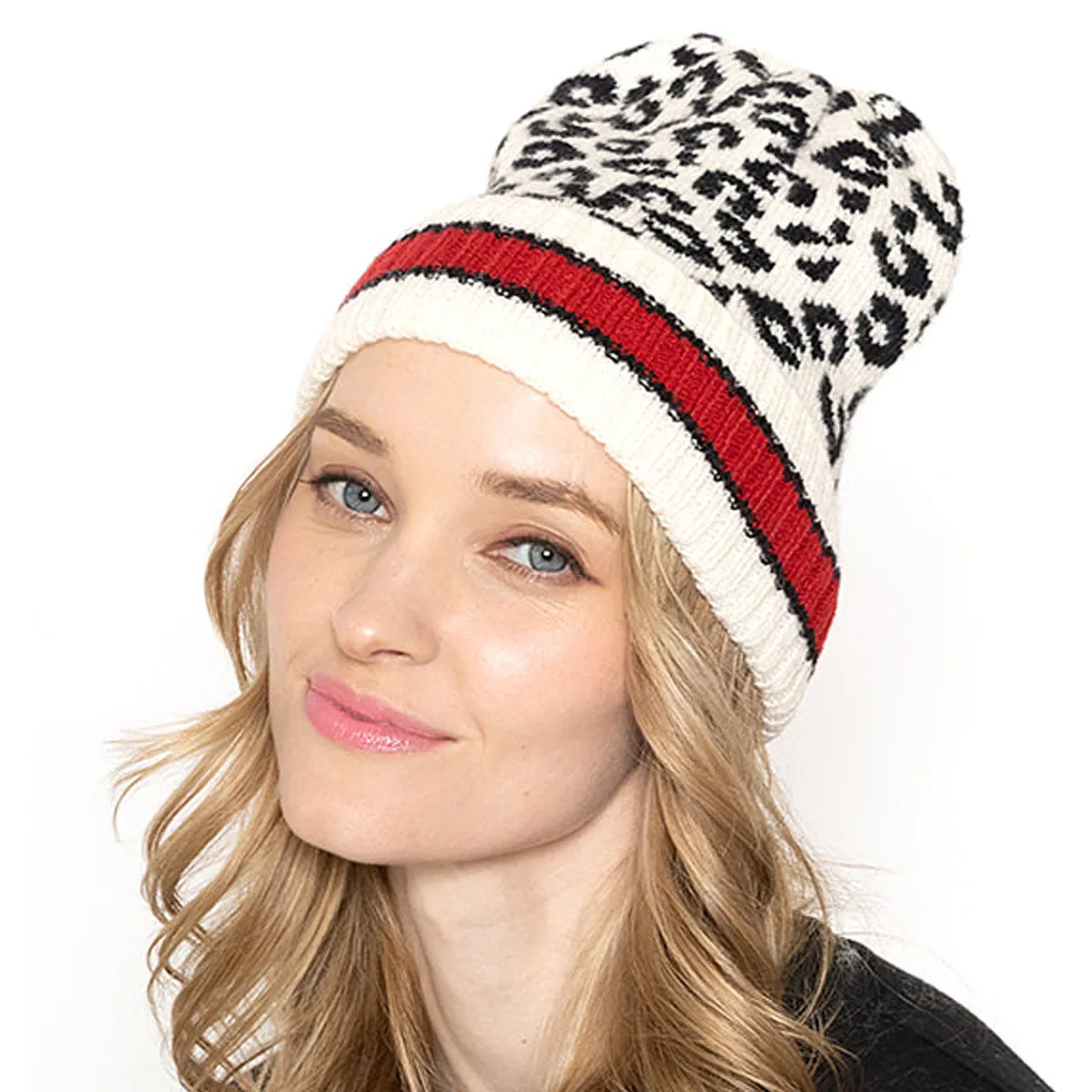 Empire Cove Winter Knit Leopard Striped Beanie