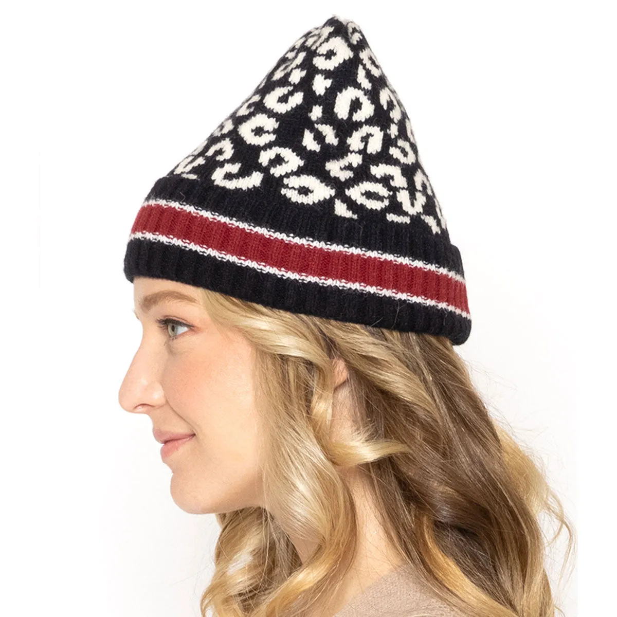 Empire Cove Winter Knit Leopard Striped Beanie