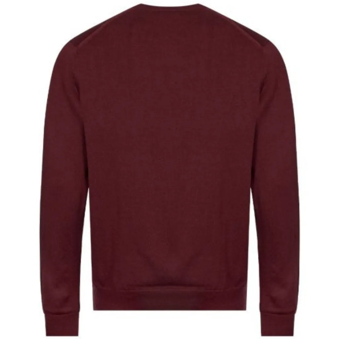 Fred Perry Ox Blood V Neck Burgundy Jumper