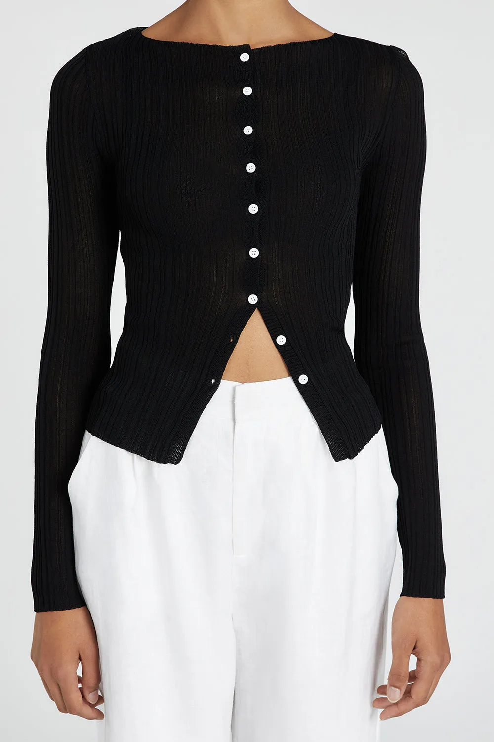 GEMMA BLACK LONG SLEEVE KNIT TOP
