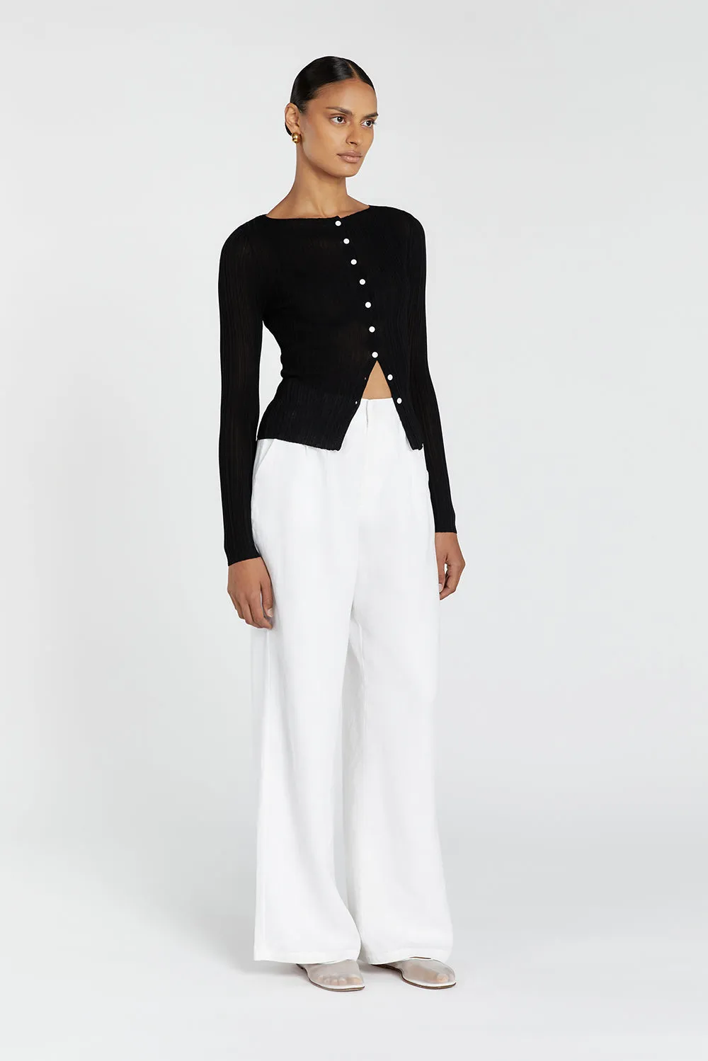 GEMMA BLACK LONG SLEEVE KNIT TOP