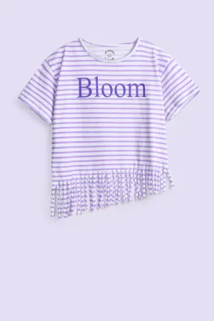 GIRLS BLOOM STRIPER DROP SHOULDER T SHIRT