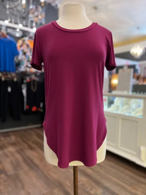 Joseph Ribkoff Vineyard Plum Purple Rounded Hem Tee