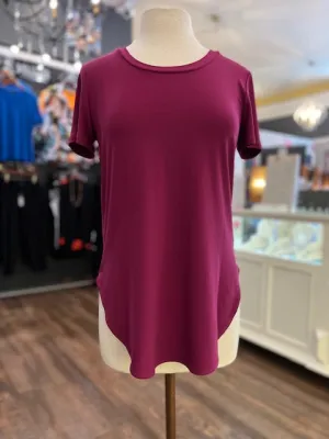 Joseph Ribkoff Vineyard Plum Purple Rounded Hem Tee