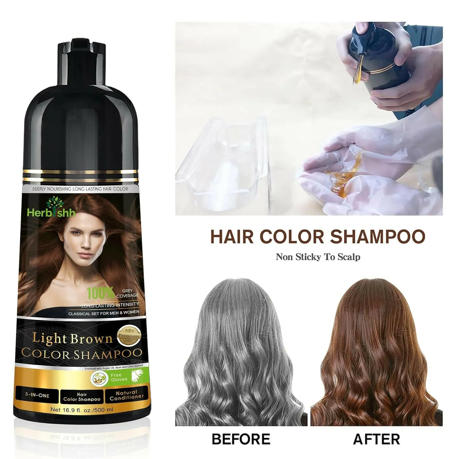 Light Brown Hair Color Shampoo - Herbishh