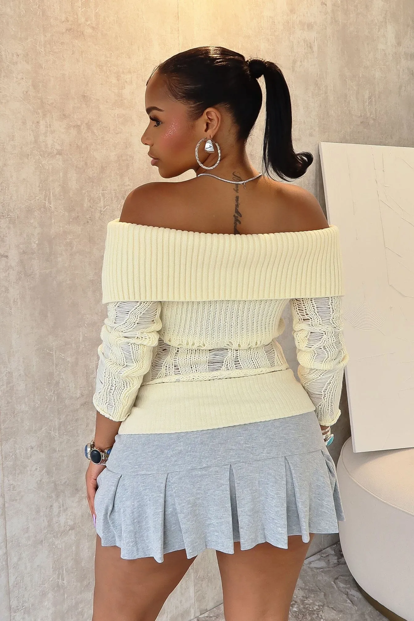 Lisel Ribbed Knit Pleated Mini Skirt