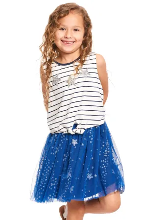 Little Girls Star Themed Twofer With Dress and Top
