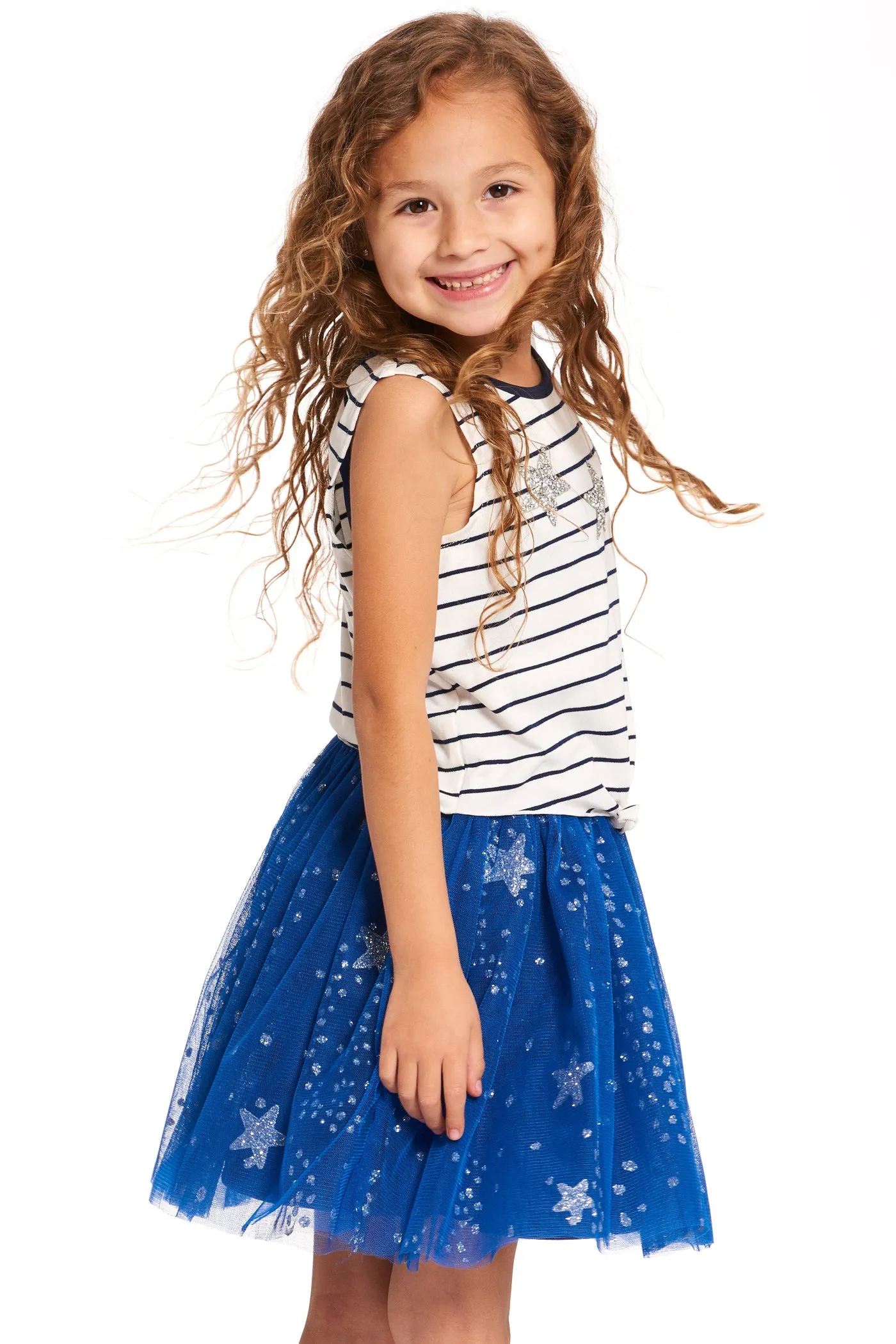 Little Girls Star Themed Twofer With Dress and Top