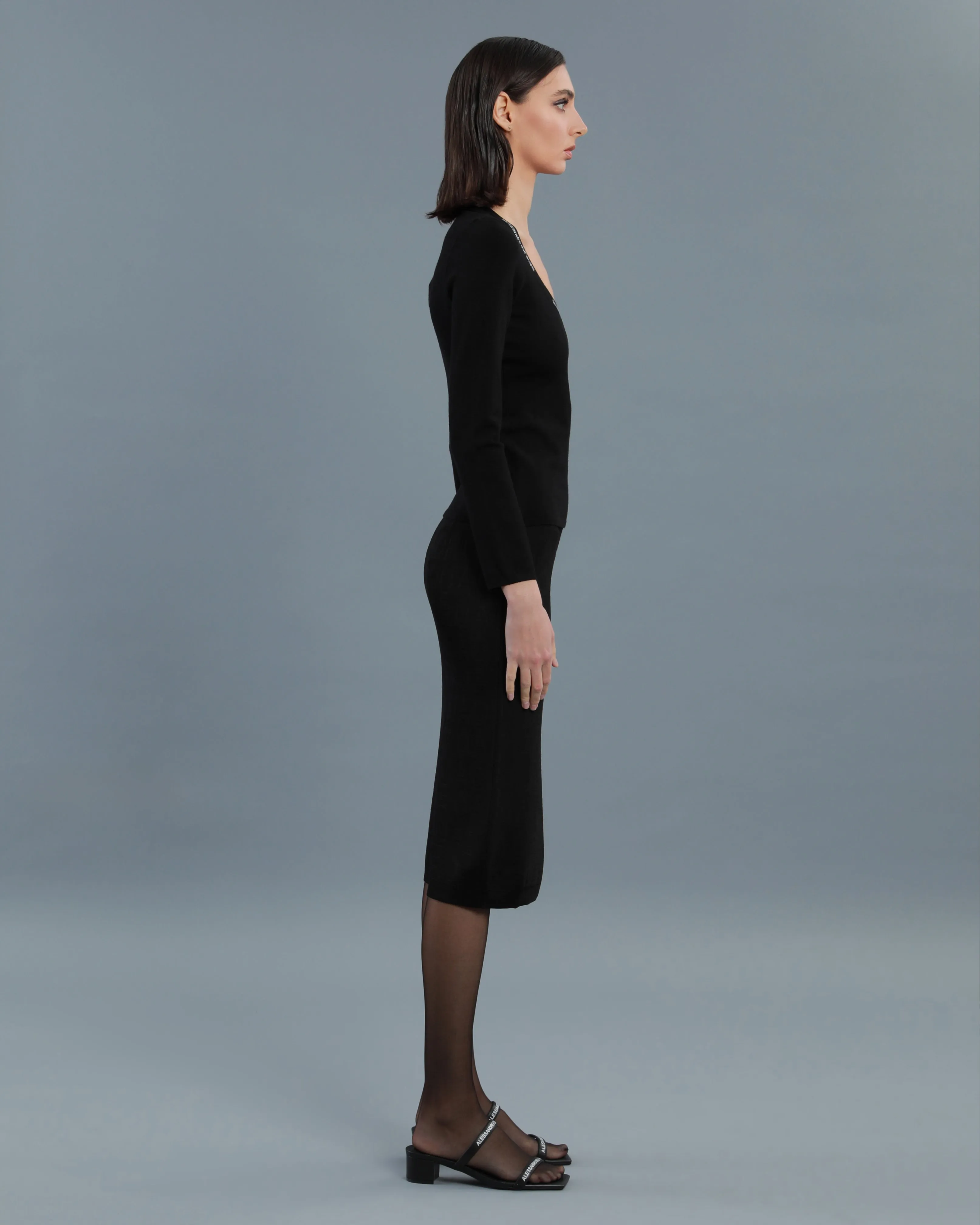 Logo Tape Scoop Neck Top