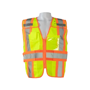 LVM2-PSVP ANSI Class 2 Lime Mesh Orange Contrast Two Tone Incident Command Breakaway Vest