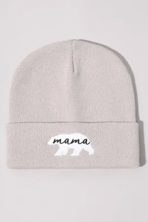 Mama Bear Embroidery Solid Cuffed Beanie