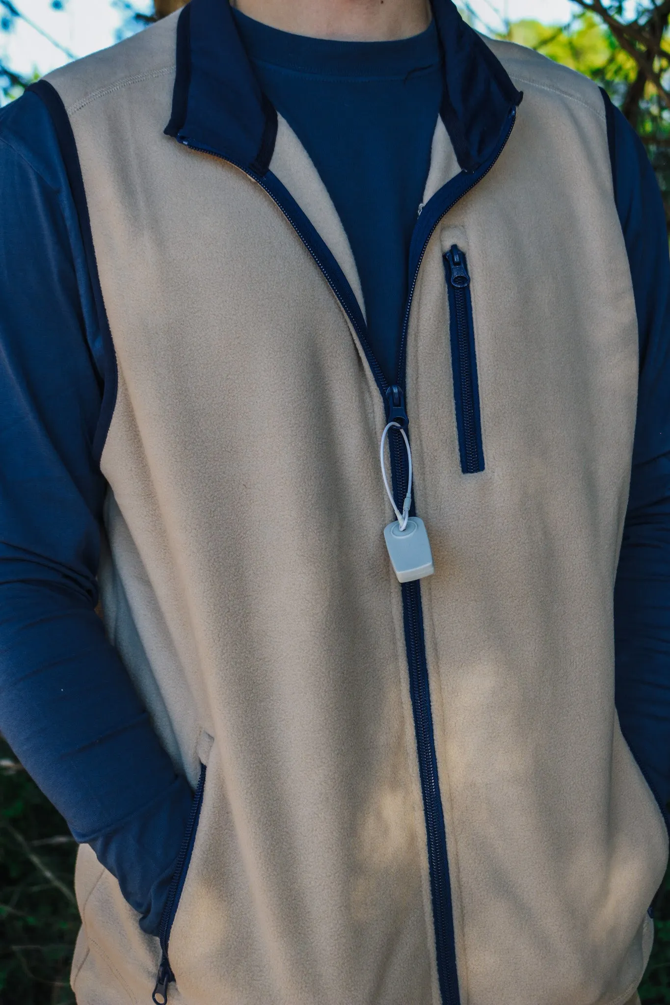Men's Fleece Zip Up Vest - Oatmeal