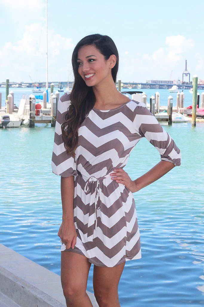 Mocha Chevron Short Dress
