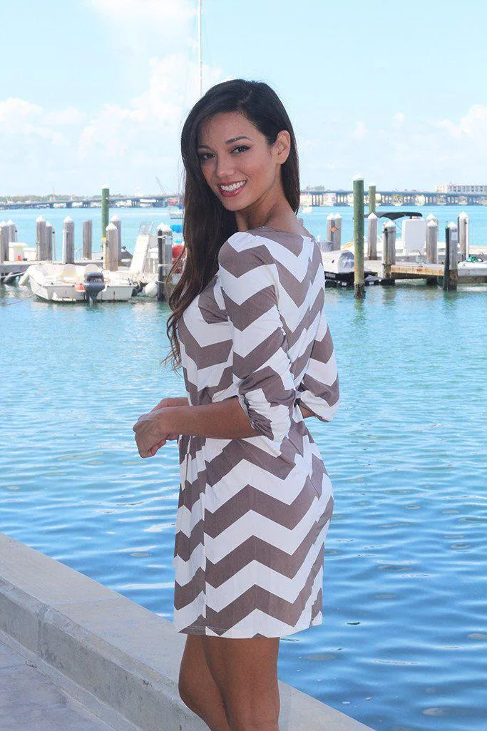 Mocha Chevron Short Dress