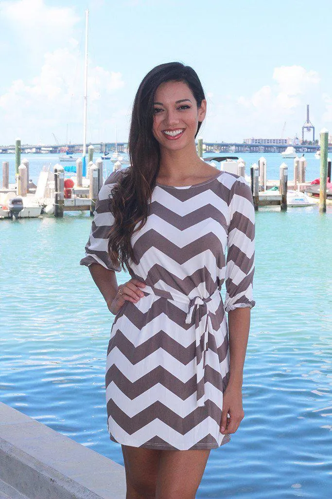 Mocha Chevron Short Dress