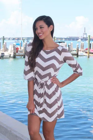 Mocha Chevron Short Dress