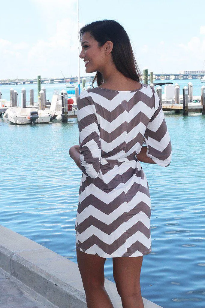 Mocha Chevron Short Dress