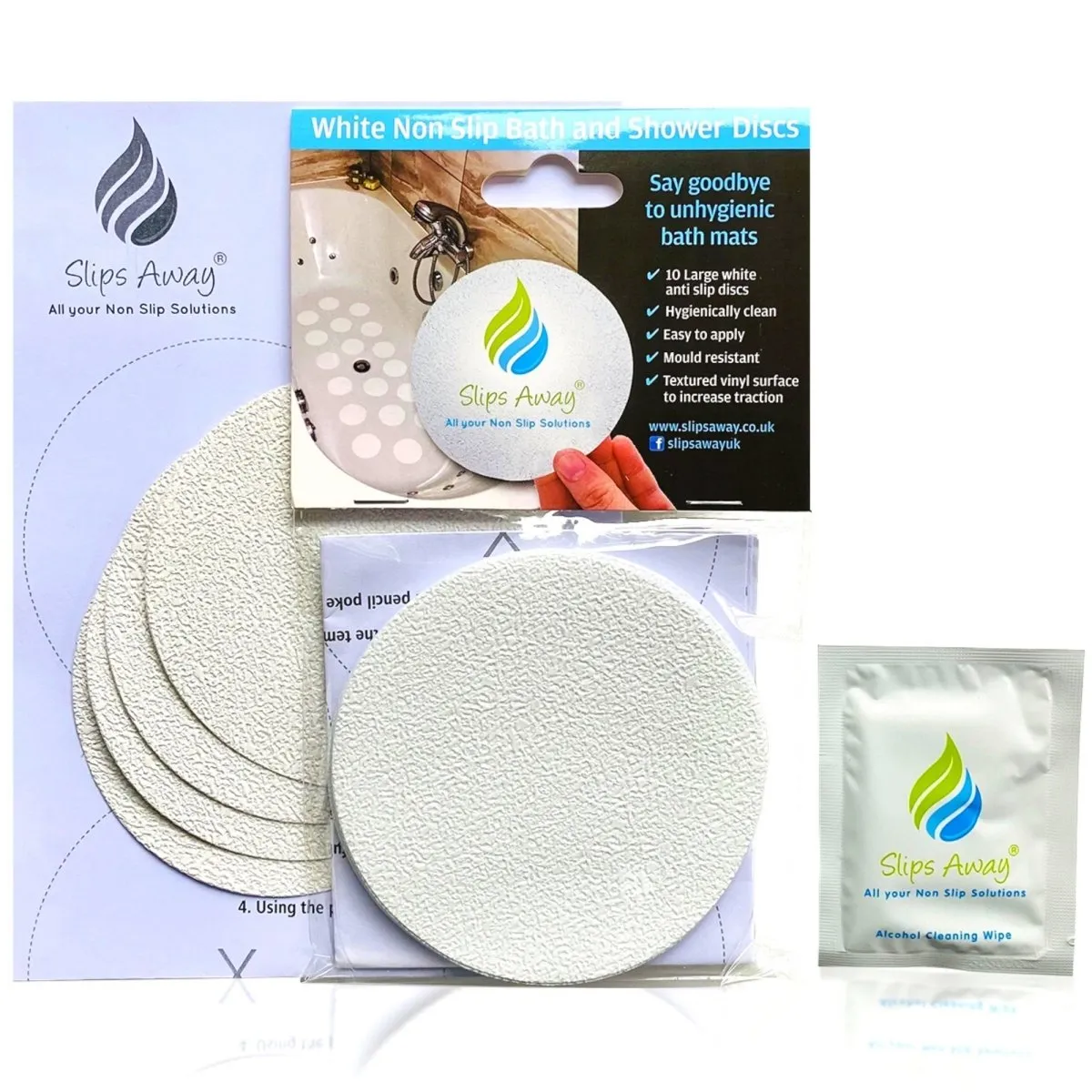 Non Slip Bath & Shower Stickers – 10x Large White Discs