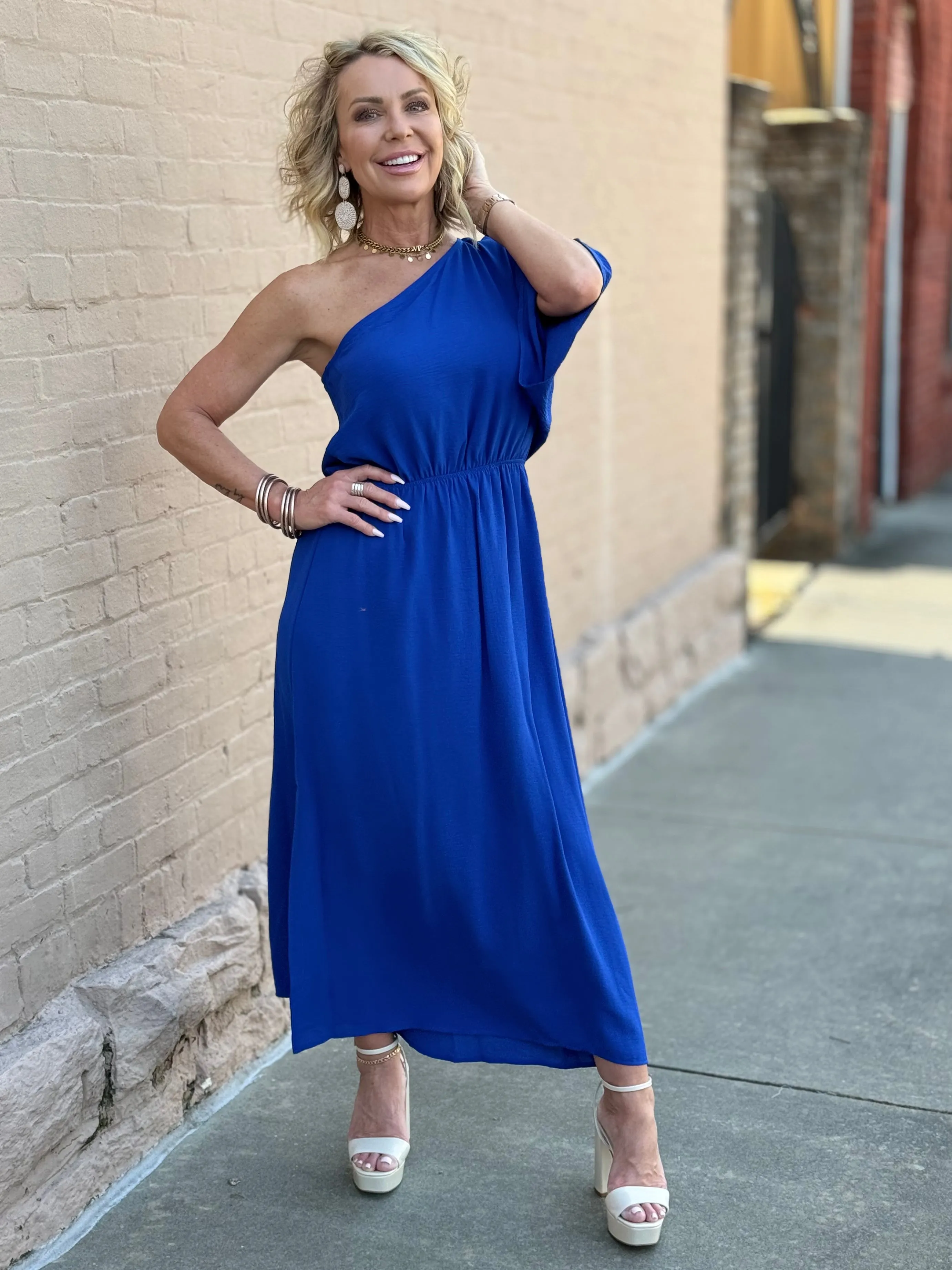 One Shoulder Maxi Dress