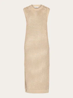 Open work knit dress - GOTS/Vegan - Light feather gray