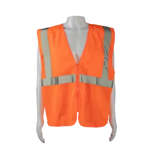 OVM2-CB0 ANSI/ISEA 107-2020 CLASS 2 Orange Mesh Safety Vest Zipper Closure