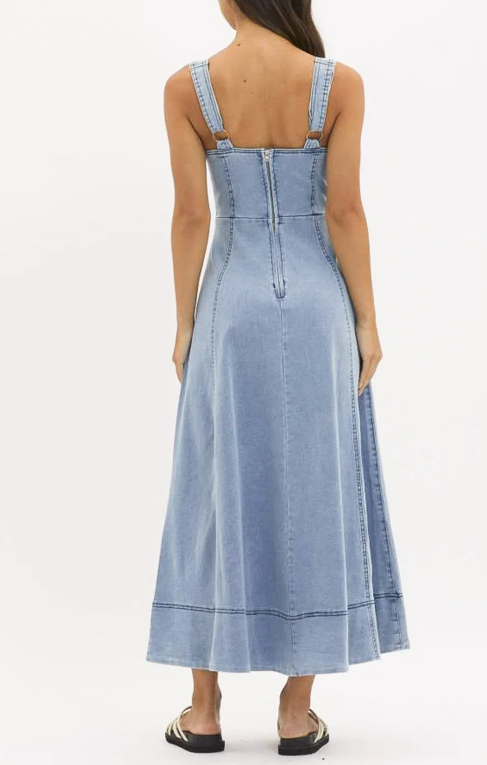 Paris Light Denim Maxi Dress