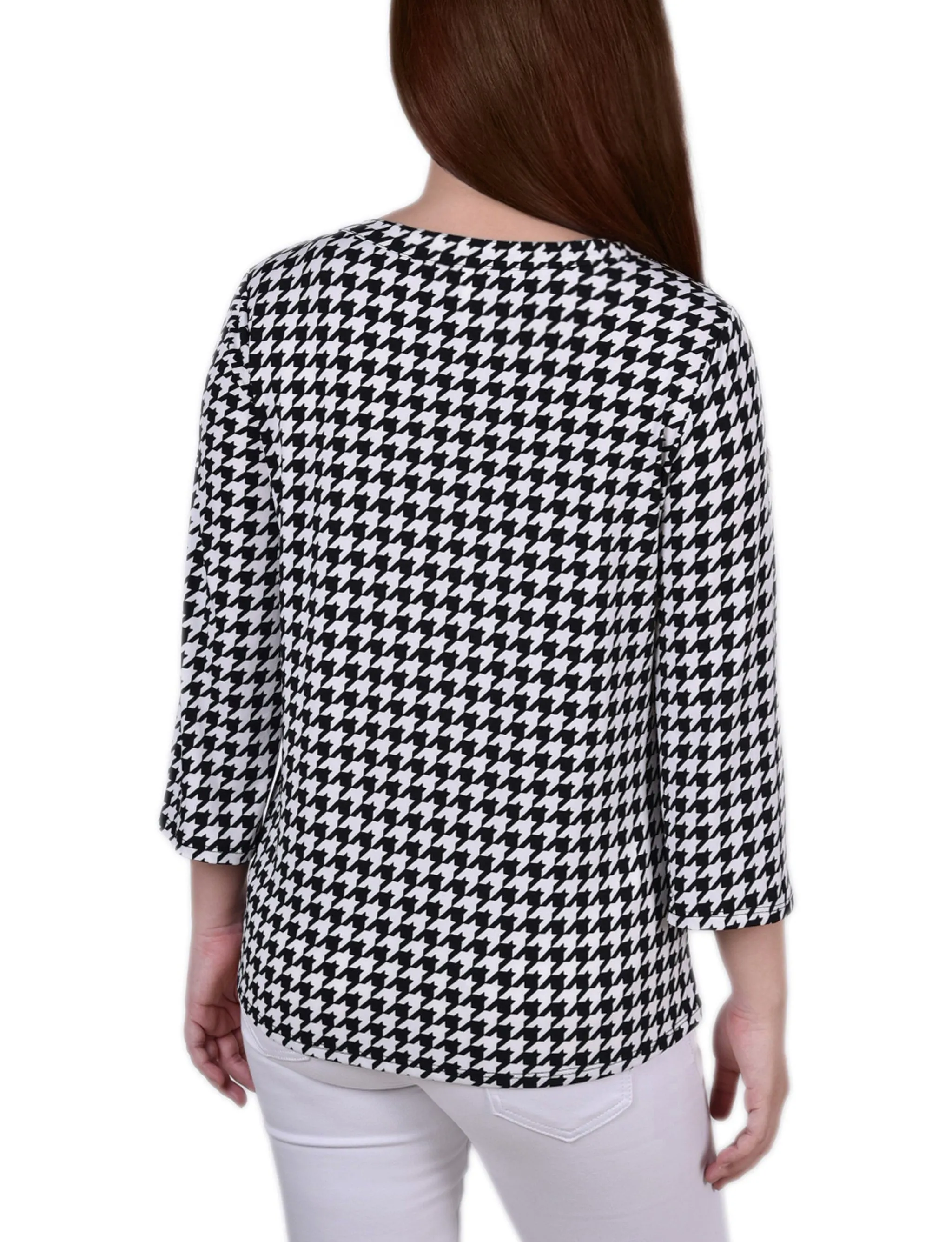 Petite 3/4 Sleeve Grommet Top