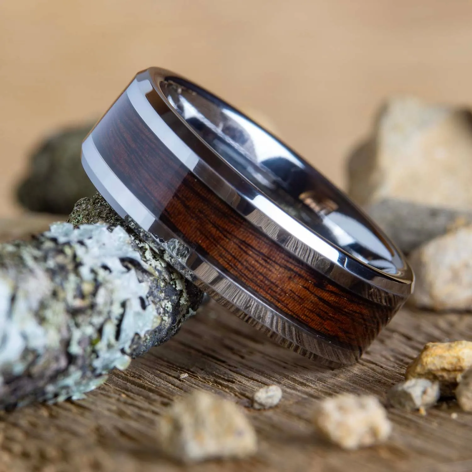 "The Timber" Rosewood inlaid Tungsten mens ring