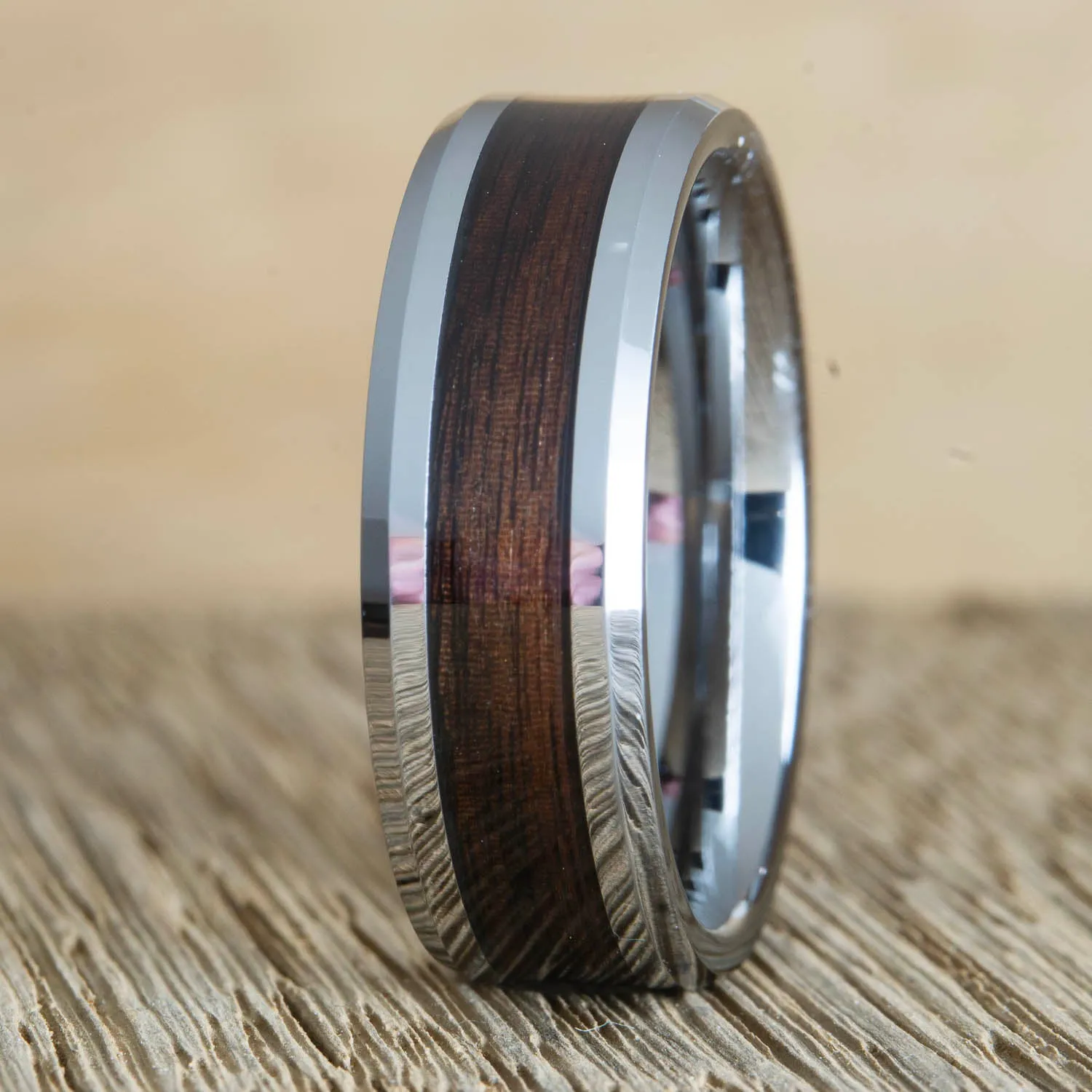 "The Timber" Rosewood inlaid Tungsten mens ring