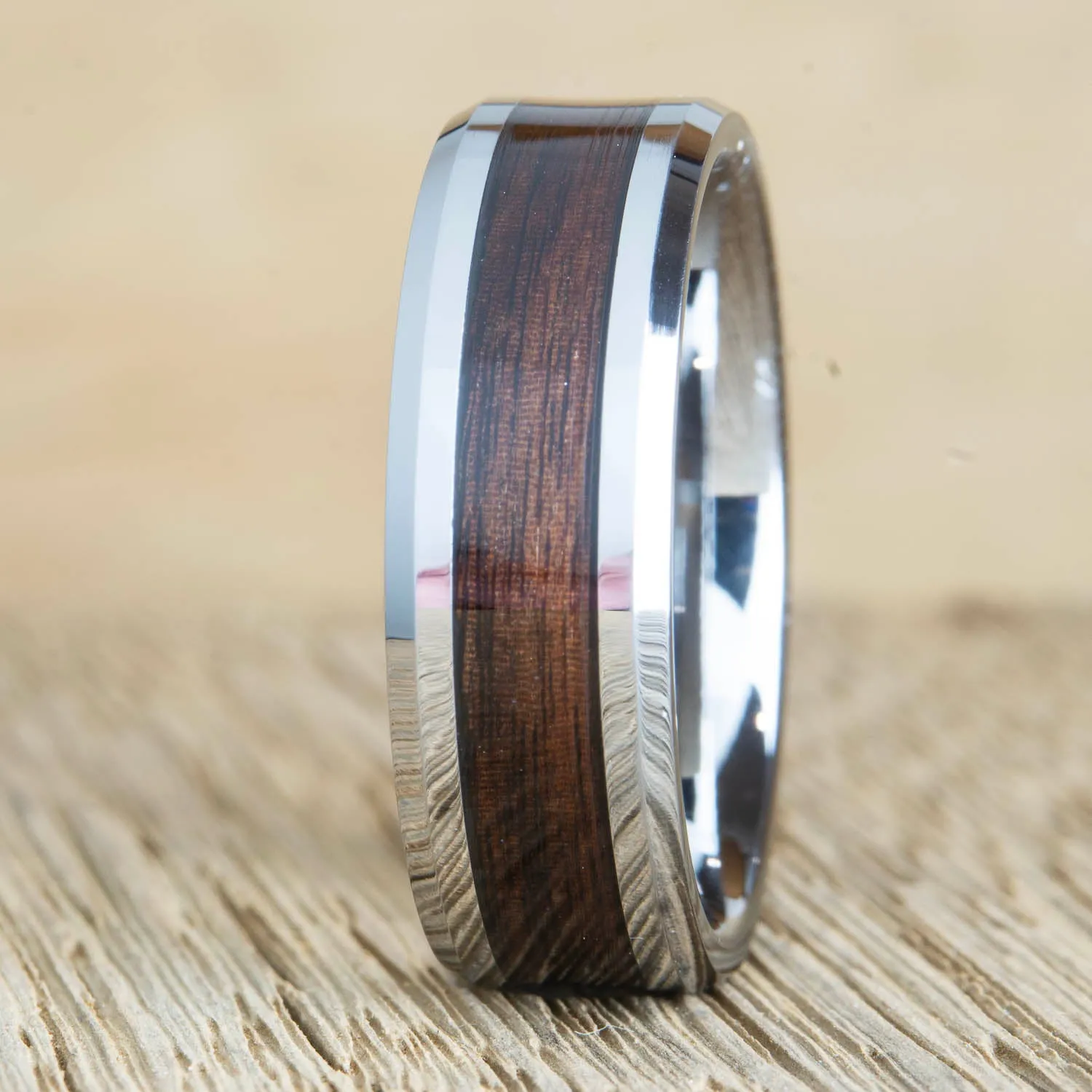 "The Timber" Rosewood inlaid Tungsten mens ring