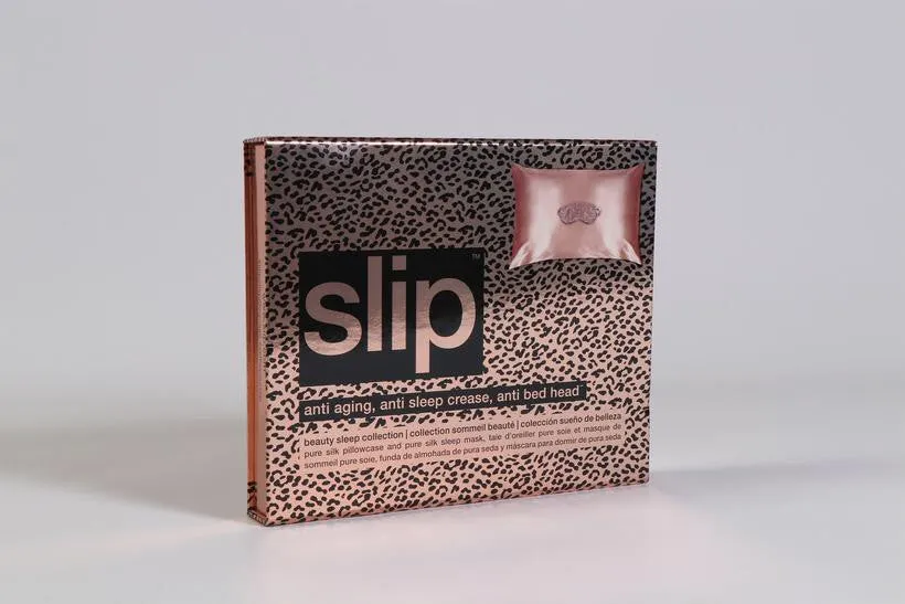 Slip Beauty Sleep Gift Set - Rose Gold Pillowcase   Rose Leopard Sleep Mask