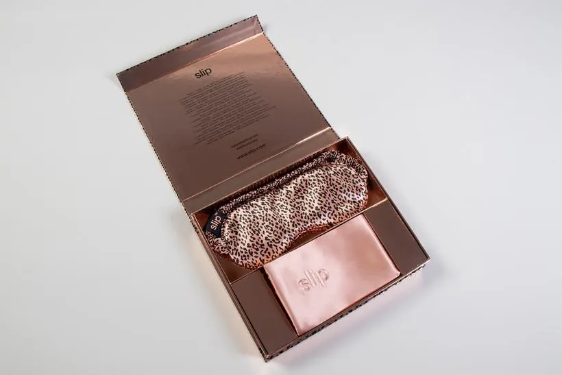 Slip Beauty Sleep Gift Set - Rose Gold Pillowcase   Rose Leopard Sleep Mask