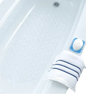 SlipX Solutions 05521 Bubble Bath Mat with Microban, 35 in L, 15 in W, Vinyl Mat Surface, Clear :EA: QUANTITY: 1