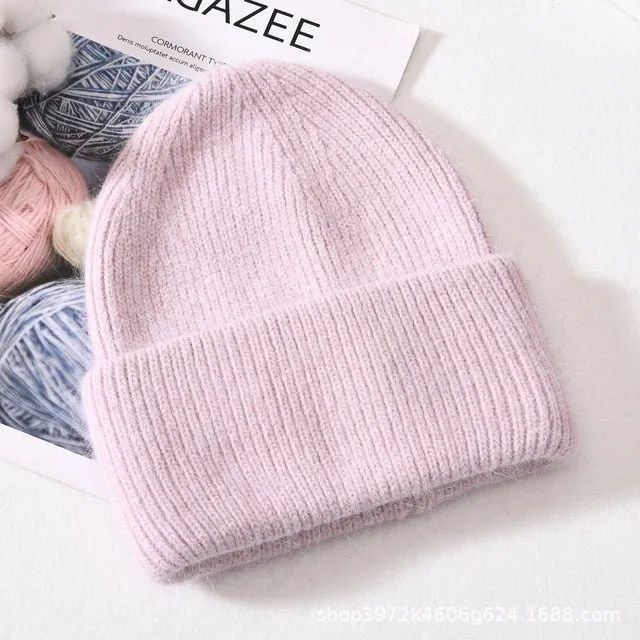 Soft Faux Rabbit Fur Knitted Beanie
