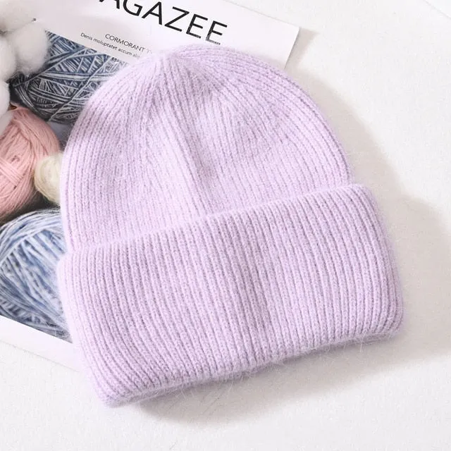 Soft Faux Rabbit Fur Knitted Beanie