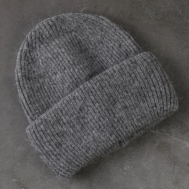 Soft Faux Rabbit Fur Knitted Beanie