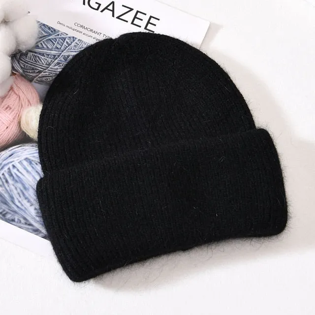 Soft Faux Rabbit Fur Knitted Beanie