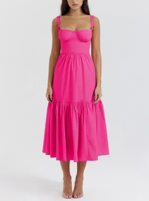 Suspender Floral Backless Cake Dress
