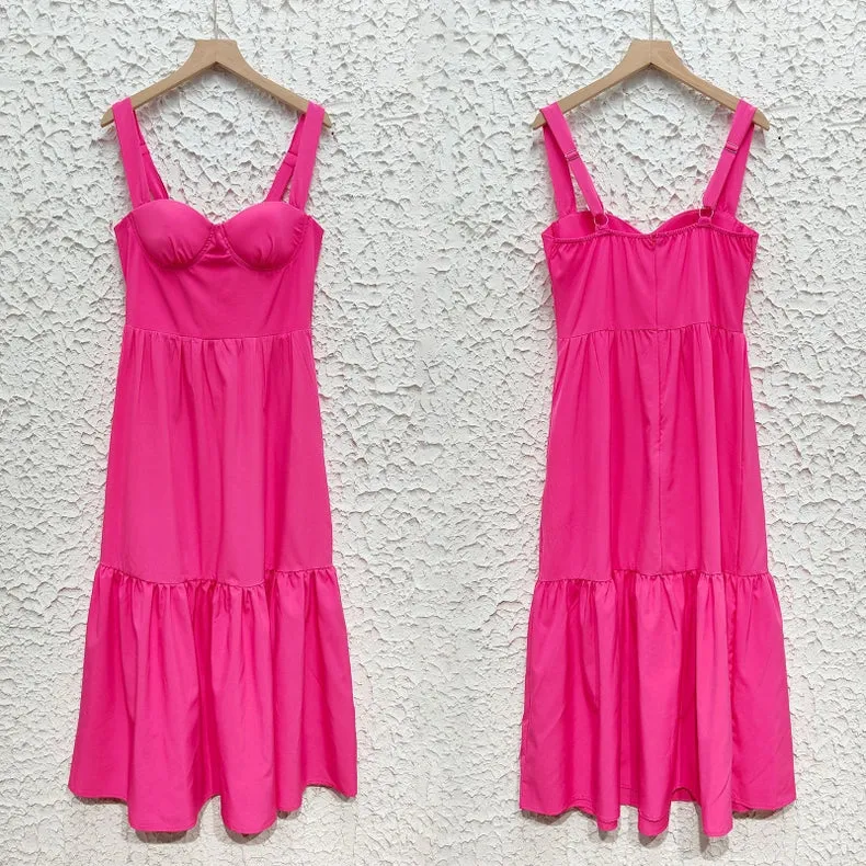 Suspender Floral Backless Cake Dress