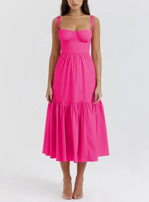 Suspender Floral Backless Cake Dress