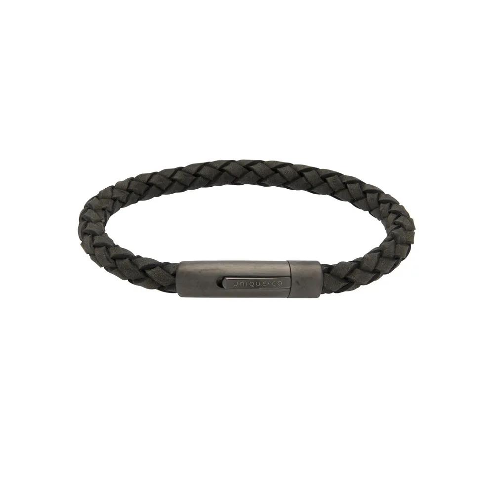 Unique & Co Antique Black Leather Bracelet B425ABL