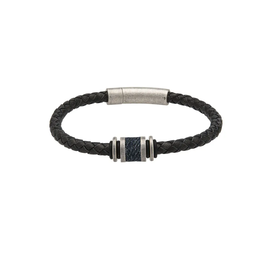Unique & Co Antique Black Leather Bracelet B427ABL