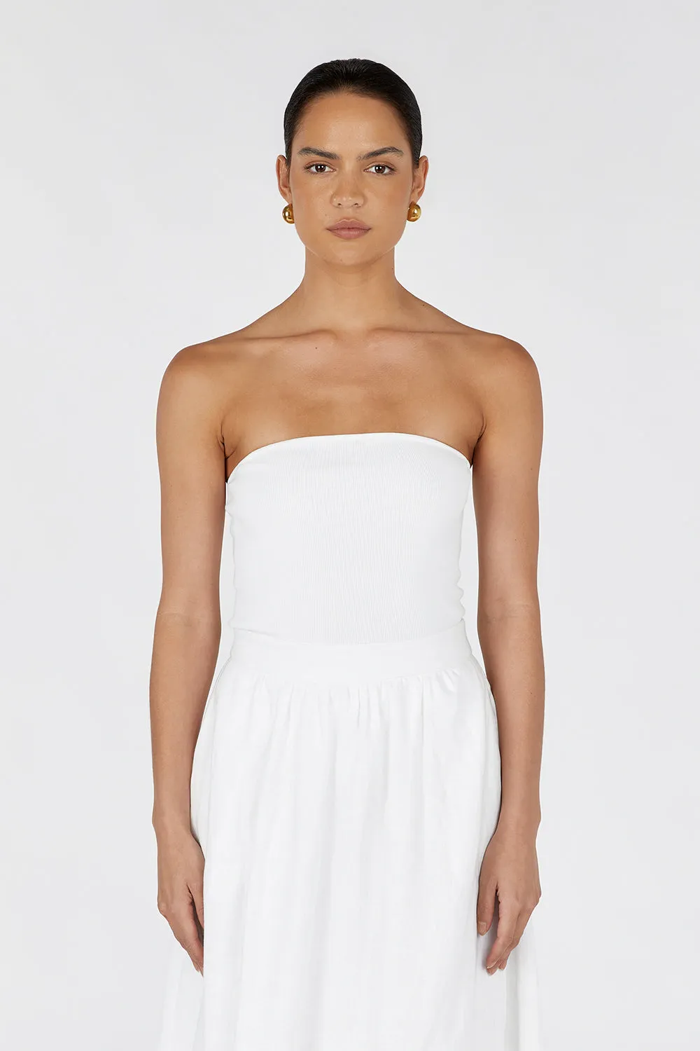 VERA OFF WHITE KNIT BANDEAU TOP