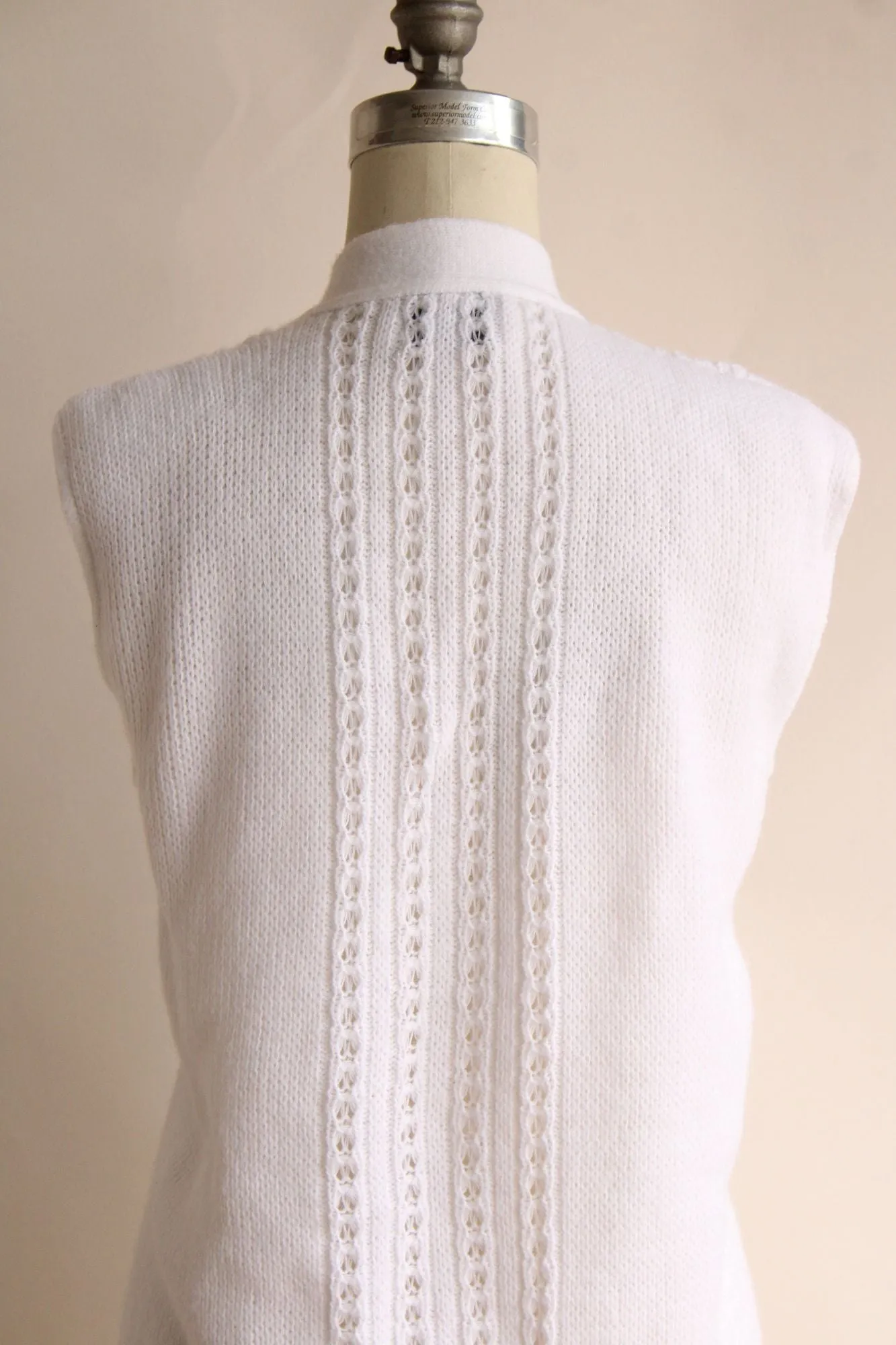 Vintage 1980s White Sweater Vest with Pockets