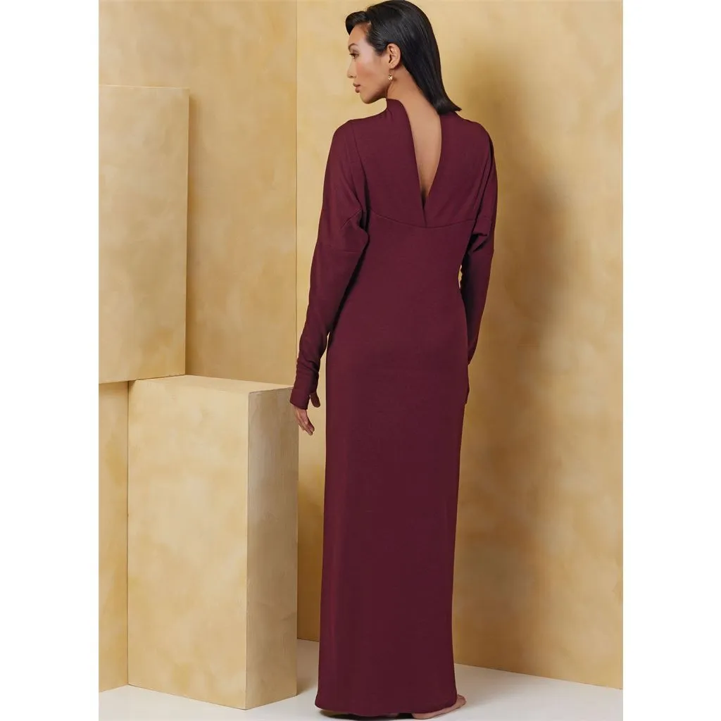 Vogue Pattern V2076 Misses' Knit Dress and Top Worn Front and Back and Skirt