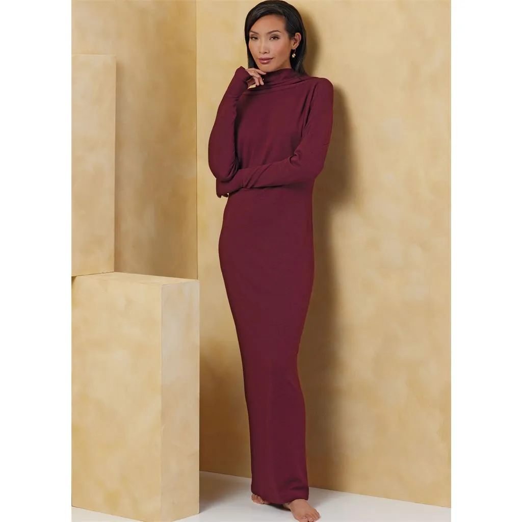 Vogue Pattern V2076 Misses' Knit Dress and Top Worn Front and Back and Skirt