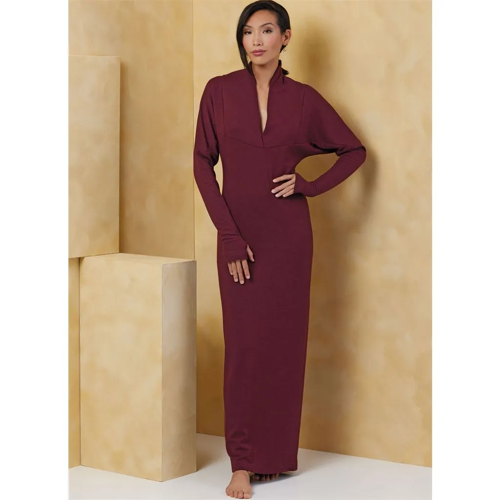 Vogue Pattern V2076 Misses' Knit Dress and Top Worn Front and Back and Skirt